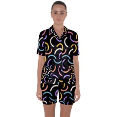 Abstract Pattern Wallpaper Satin Short Sleeve Pajamas Set by Maspions