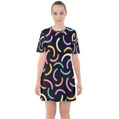 Abstract Pattern Wallpaper Sixties Short Sleeve Mini Dress