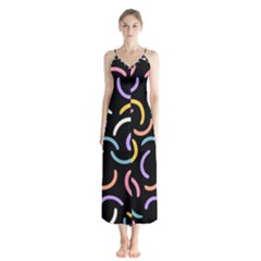 Abstract Pattern Wallpaper Button Up Chiffon Maxi Dress