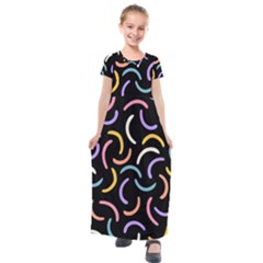 Abstract Pattern Wallpaper Kids  Short Sleeve Maxi Dress