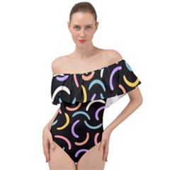 Abstract Pattern Wallpaper Off Shoulder Velour Bodysuit 