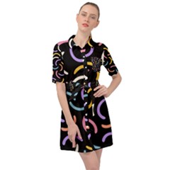 Abstract Pattern Wallpaper Belted Shirt Dress by Maspions