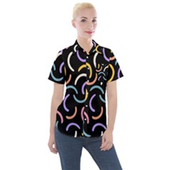 Abstract Pattern Wallpaper Women s Short Sleeve Pocket Shirt