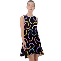 Abstract Pattern Wallpaper Frill Swing Dress