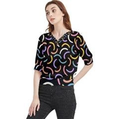 Abstract Pattern Wallpaper Quarter Sleeve Blouse