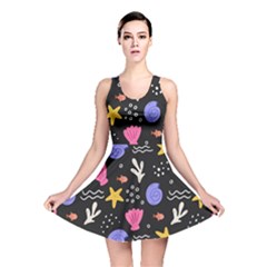 Sea Shells Pattern Wallpaper Fish Reversible Skater Dress