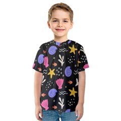 Sea Shells Pattern Wallpaper Fish Kids  Sport Mesh T-shirt