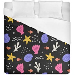 Sea Shells Pattern Wallpaper Fish Duvet Cover (king Size)