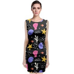 Sea Shells Pattern Wallpaper Fish Classic Sleeveless Midi Dress