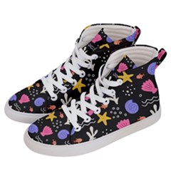 Sea Shells Pattern Wallpaper Fish Men s Hi-top Skate Sneakers by Maspions