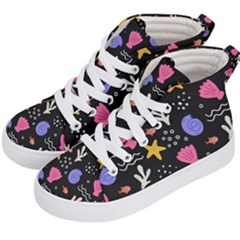 Sea Shells Pattern Wallpaper Fish Kids  Hi-top Skate Sneakers