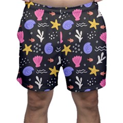 Sea Shells Pattern Wallpaper Fish Men s Shorts