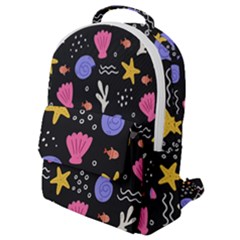 Sea Shells Pattern Wallpaper Fish Flap Pocket Backpack (small)