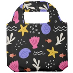 Sea Shells Pattern Wallpaper Fish Foldable Grocery Recycle Bag