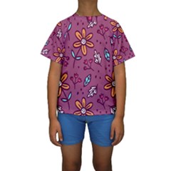 Flowers Petals Leaves Foliage Kids  Short Sleeve Swimwear by Maspions