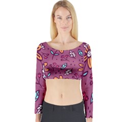 Flowers Petals Leaves Foliage Long Sleeve Crop Top