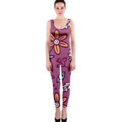 Flowers Petals Leaves Foliage One Piece Catsuit by Maspions