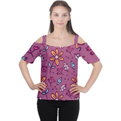 Flowers Petals Leaves Foliage Cutout Shoulder T-shirt