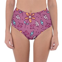 Flowers Petals Leaves Foliage Reversible High-waist Bikini Bottoms