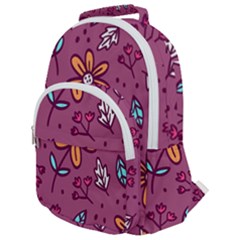 Flowers Petals Leaves Foliage Rounded Multi Pocket Backpack by Maspions