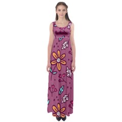 Flowers Petals Leaves Foliage Empire Waist Maxi Dress by Maspions