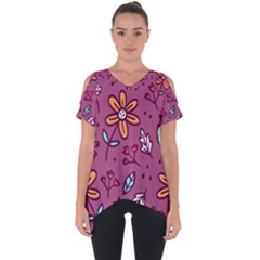 Flowers Petals Leaves Foliage Cut Out Side Drop T-shirt by Maspions