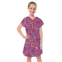 Flowers Petals Leaves Foliage Kids  Drop Waist Dress