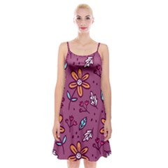 Flowers Petals Leaves Foliage Spaghetti Strap Velvet Dress