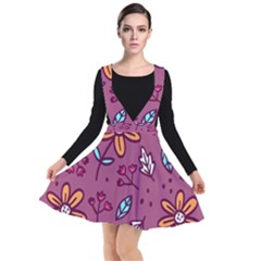 Flowers Petals Leaves Foliage Plunge Pinafore Dress