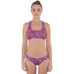 Flowers Petals Leaves Foliage Cross Back Hipster Bikini Set by Maspions