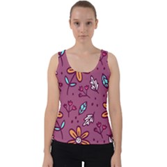 Flowers Petals Leaves Foliage Velvet Tank Top