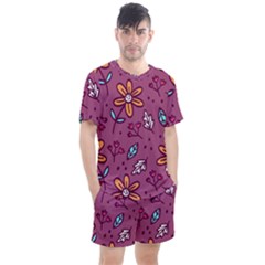 Flowers Petals Leaves Foliage Men s Mesh T-shirt And Shorts Set