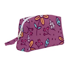 Flowers Petals Leaves Foliage Wristlet Pouch Bag (medium)