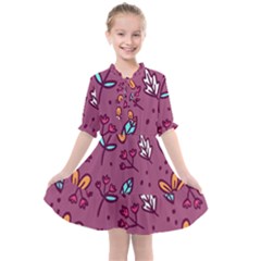 Flowers Petals Leaves Foliage Kids  All Frills Chiffon Dress