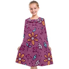 Flowers Petals Leaves Foliage Kids  Midi Sailor Dress