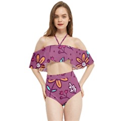 Flowers Petals Leaves Foliage Halter Flowy Bikini Set  by Maspions