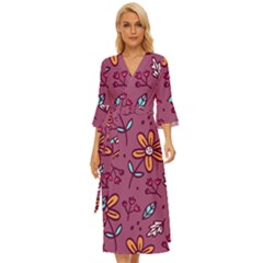 Flowers Petals Leaves Foliage Midsummer Wrap Dress