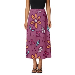 Flowers Petals Leaves Foliage Classic Midi Chiffon Skirt