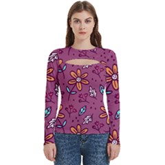 Flowers Petals Leaves Foliage Women s Cut Out Long Sleeve T-shirt by Maspions