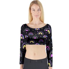 Wallpaper Pattern Rainbow Long Sleeve Crop Top