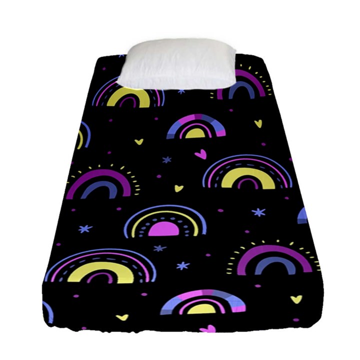 Wallpaper Pattern Rainbow Fitted Sheet (Single Size)