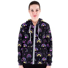 Wallpaper Pattern Rainbow Women s Zipper Hoodie by Maspions