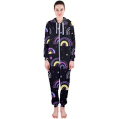 Wallpaper Pattern Rainbow Hooded Jumpsuit (ladies)