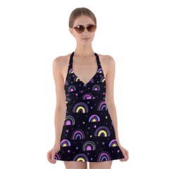 Wallpaper Pattern Rainbow Halter Dress Swimsuit 