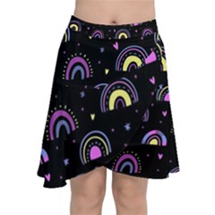 Wallpaper Pattern Rainbow Chiffon Wrap Front Skirt