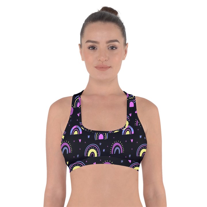 Wallpaper Pattern Rainbow Cross Back Sports Bra