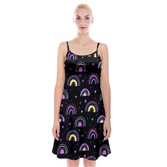 Wallpaper Pattern Rainbow Spaghetti Strap Velvet Dress