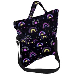 Wallpaper Pattern Rainbow Fold Over Handle Tote Bag