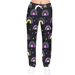 Wallpaper Pattern Rainbow Women Velvet Drawstring Pants