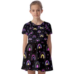 Wallpaper Pattern Rainbow Kids  Short Sleeve Pinafore Style Dress